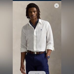 Polo Ralph Lauren White Casual Button Down linen Shirt